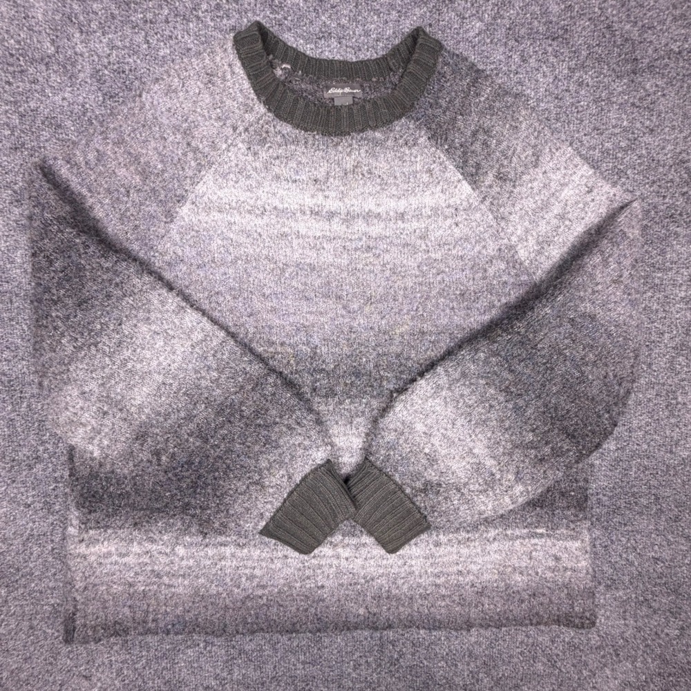Eddie Bauer Women's L Gray Ombre Wool Blend Raglan Crewneck Sweater